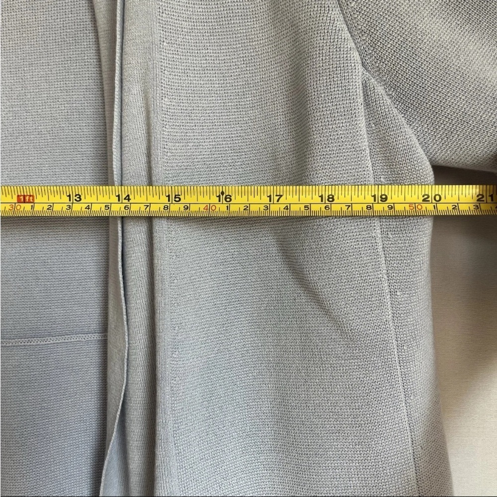 EILEEN FISHER Cardigan Sz M Silk Blue Open Front Shawl Casual Office READ - Picture 8 of 13